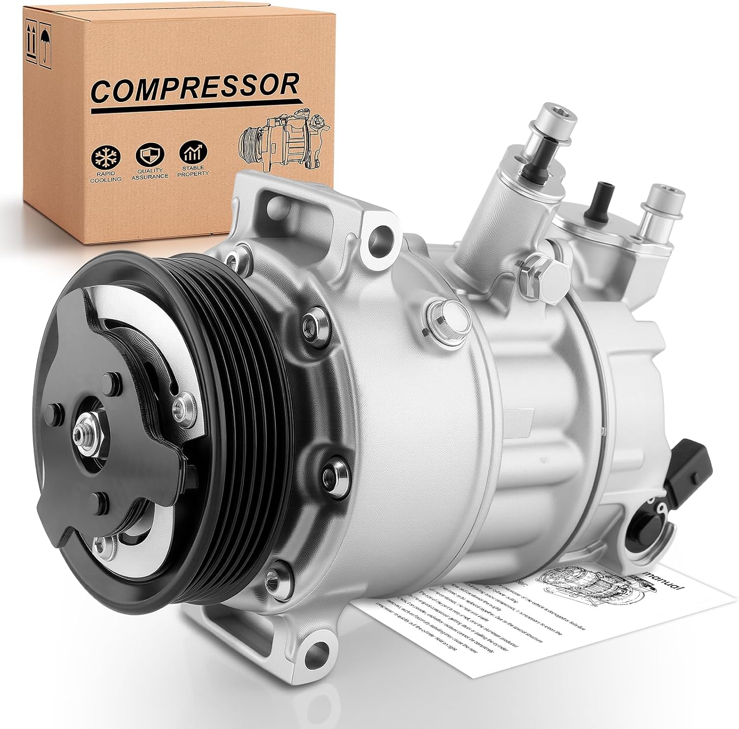 Air Conditioner A/C Compressor Kit fit for Volkswagen Touareg/Passat/Phaeton/Jetta/GTI/Golf/CC/Eos