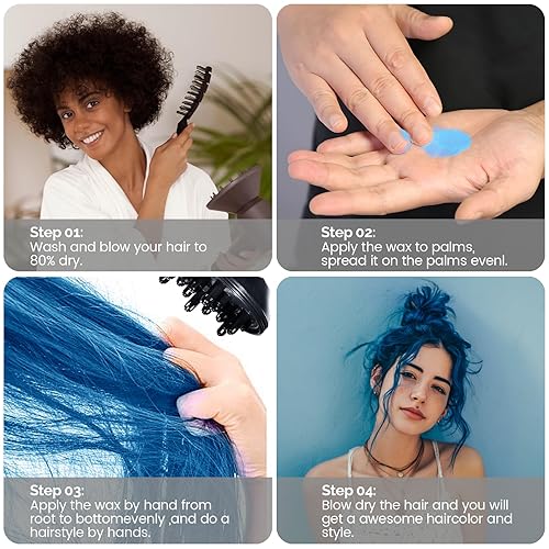 Miniatura 5 de SOVONCARE Cera Azul para Teñido Temporal del Cabello, Lavable, Tinte para el Cabello para Hombres y Mujeres, Arcillas de Estilo Desechables de Todo