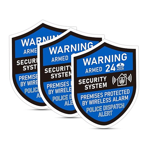 3PCS Security Alarm System Sign for Home, Self-Adhesive Weatherproof Small 24 Hours Warning Sticker, Safety Protection System for House Doors and Windows, Business Indoor & Outdoor Use 2.8x2.4 In