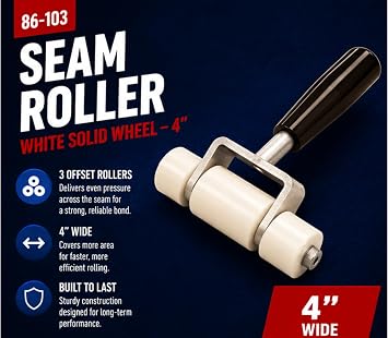 Bon Seam Roller with White Solid Wheel and Three Offset Rollers for Smooth Carpet Seams, Strong Adhesive Activation, and Professional Flooring Installation Control