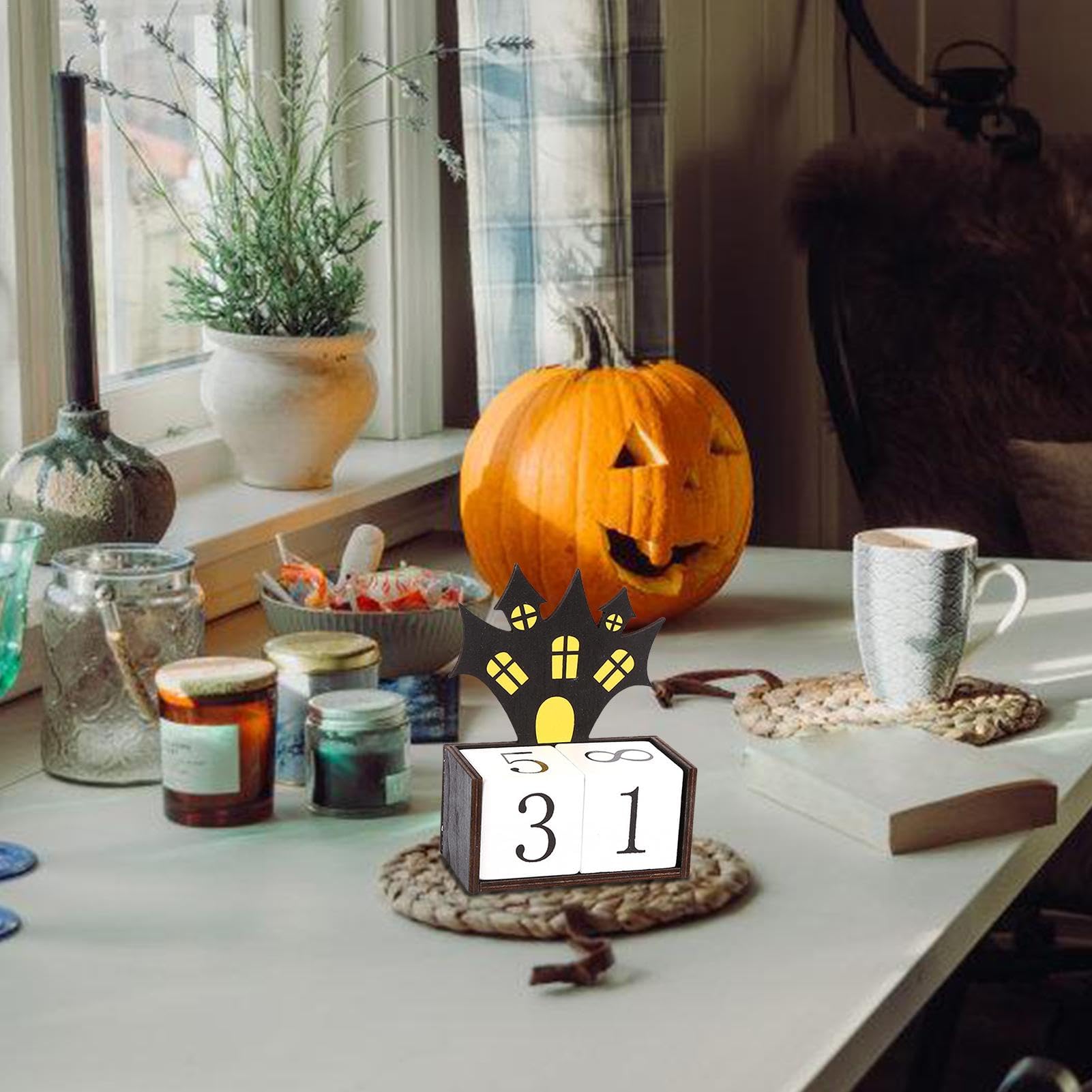 Amazon.co.jp: ハロウィン木製カウントダウン - リバーシブル 