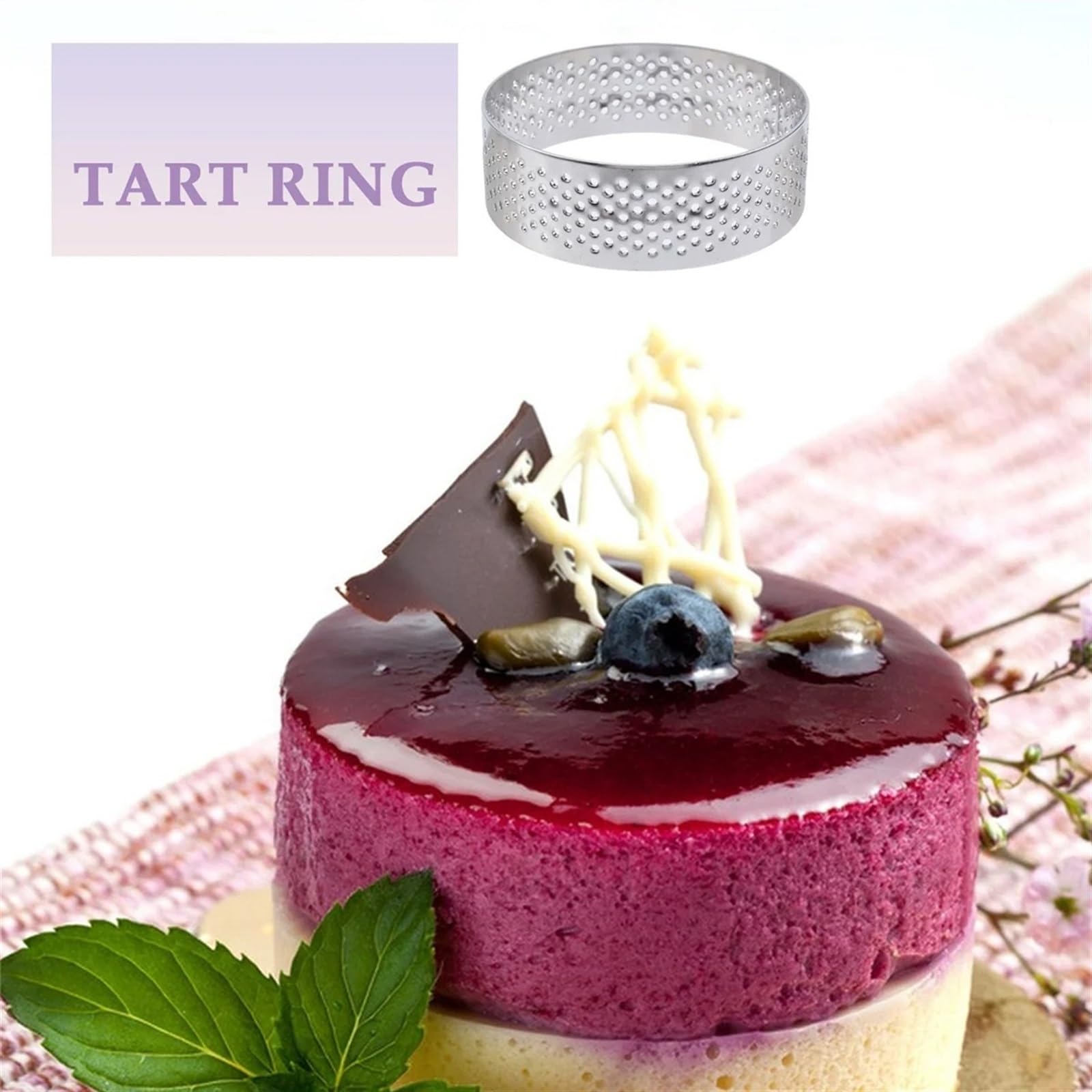 Moule à Tarte en Acier Inoxydable, Moule à tartelettes, Coupe-Cercle, Moule à gâteau perforé pour Desserts