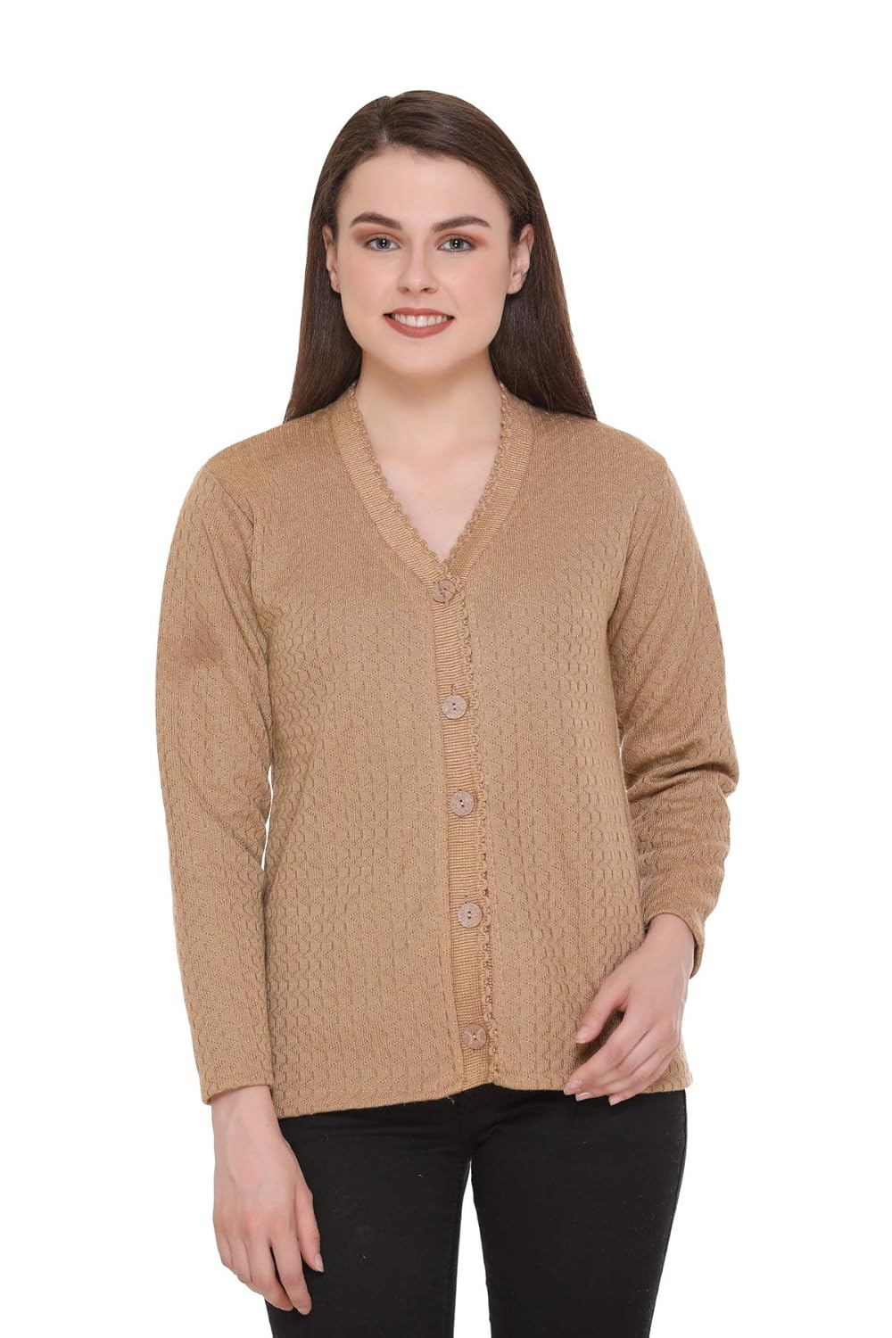 Buy eWools Woolen Ladies Cardigan Sweaters (Large, Brown) at Amazon.in