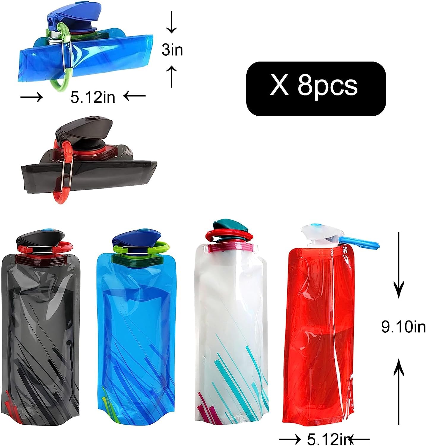 Leikurvo Faltbare Wasserflaschen 6 Stück | 700ML BPA-frei Für Outdoor