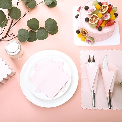 Miniatura 23 de Fuutreo 200 servilletas de cóctel de 2 capas con bordes festoneados plegadas de 5 x 5 pulgadas, desechables para cenas, bodas, fiestas de Verde