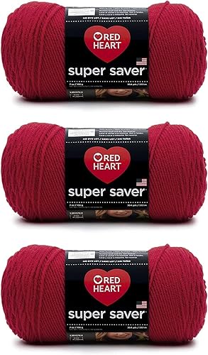 Vista 39 de Red Heart Super Saver - Hilo blanco, paquete de 3 unidades de 6.98 oz/7 onzas, acrílico, 4 medianos (peinado), 364 yardas, tejido/ganchillo
