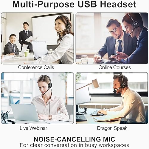 Miniatura 5 de Auriculares USB con micrófono para oficina centro de llamadas telefónico, auriculares USB-A ligeros de 1 oreja con micrófono con cancelación de