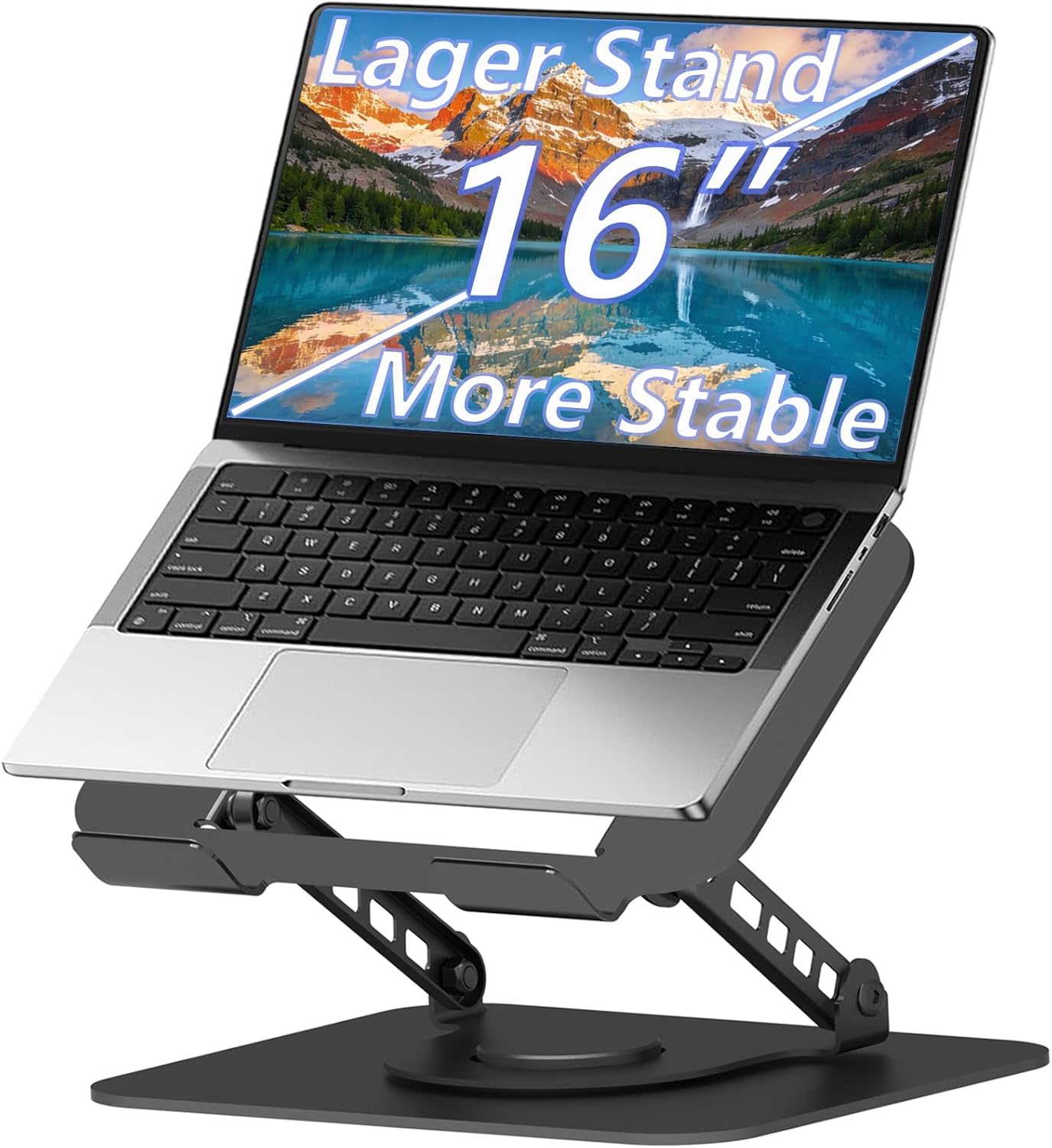 Adjustable Laptop Stand, 360 Rotating Computer Riser, Stable Base Stand Holder for MacBook Pro/Air Notebook up to 16 Inches, Black