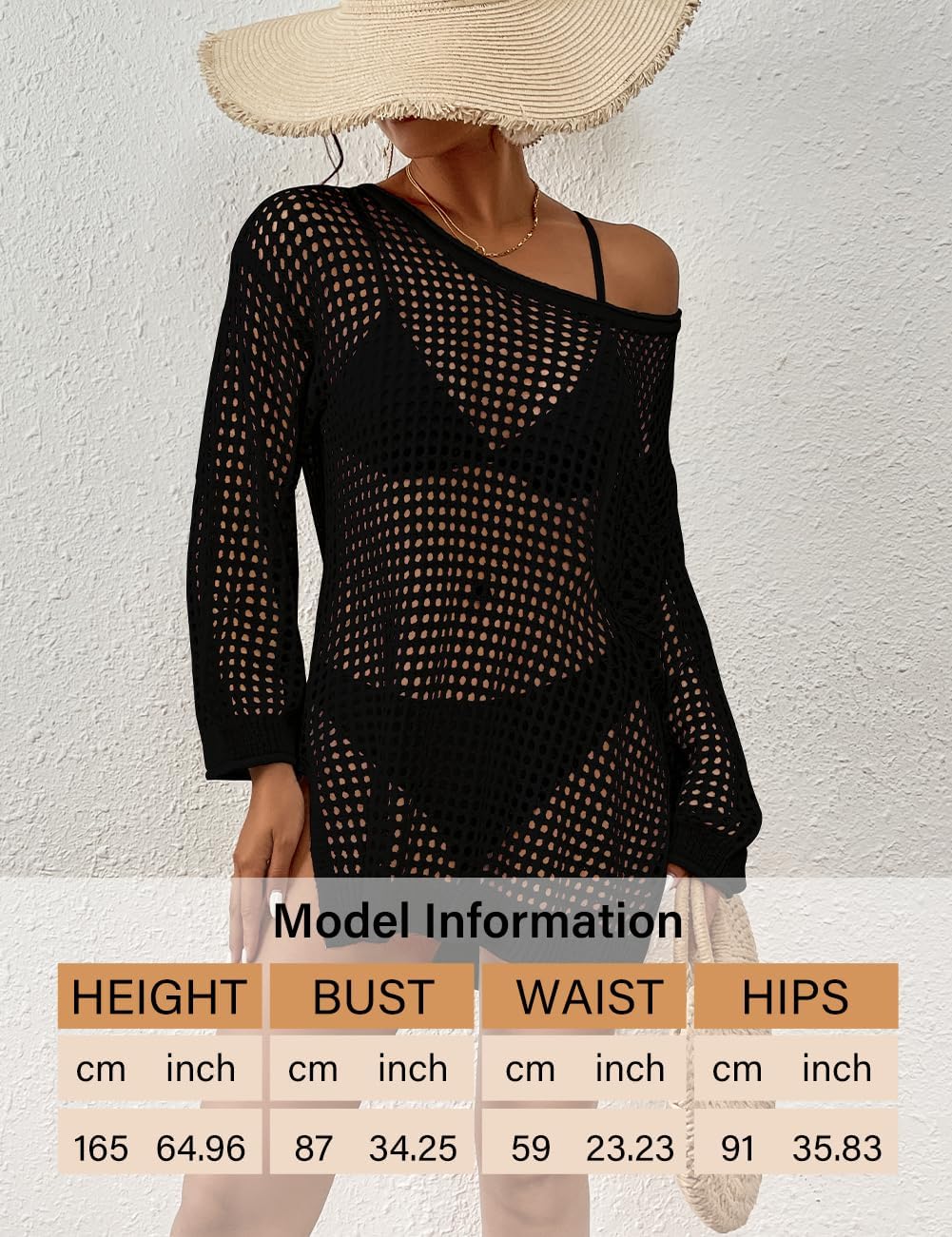 Bsubseach Crochet Cover Up for Swimwear Women Pool Swimsuit Coverup Long Sleeve Beach Knit Tops