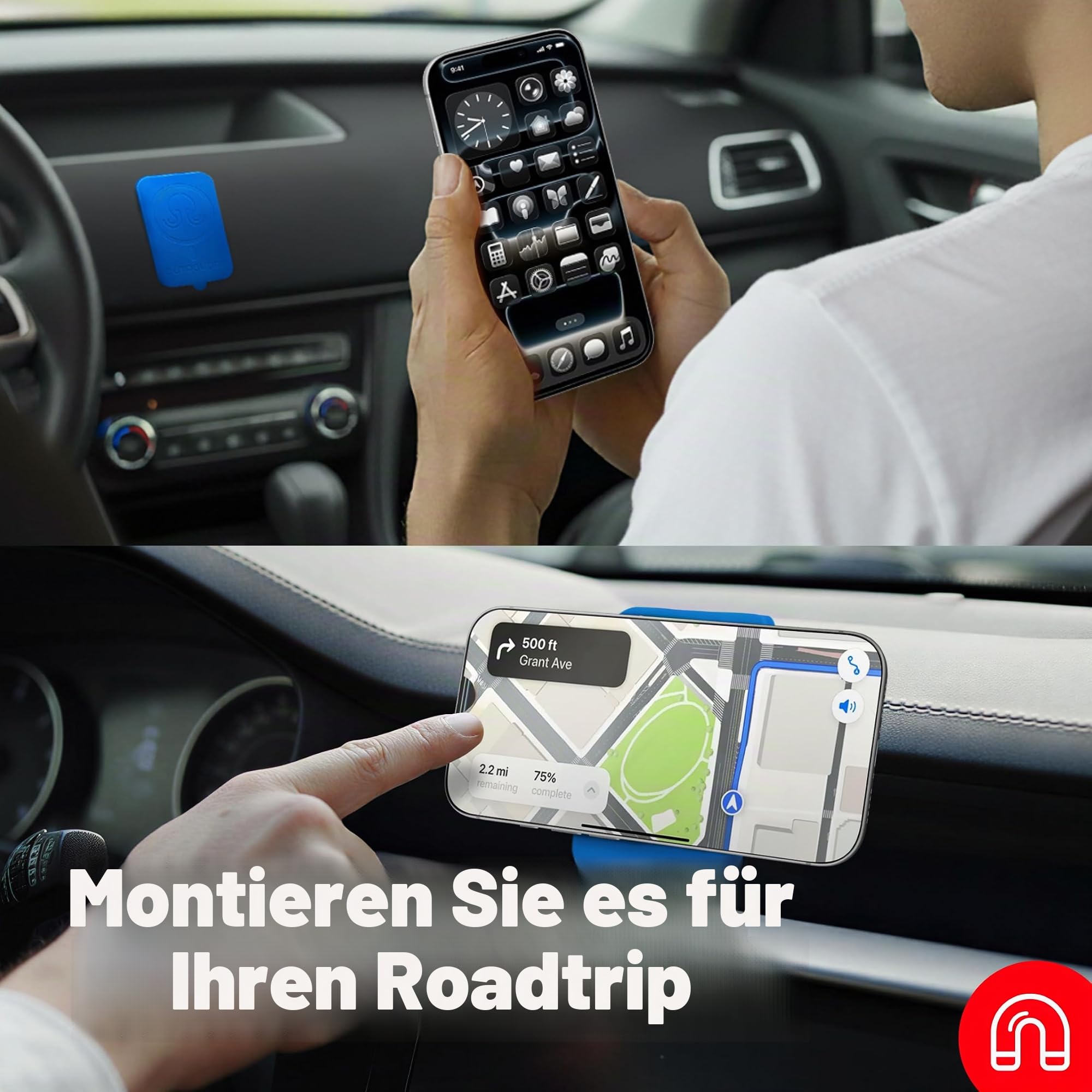 OCTOBUDDY Magnet - Magnetische Saugnapf-Handyhalterung - Magnet-kompatible Smartphone-Silikonhalterung - für freihändige Selfies und Videos - Zubehör für Content Creation - 66 x 99 mm, Transparent