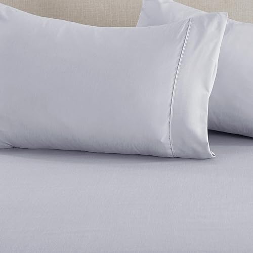 Miniatura 3 de Great Bay Home Juego de sábanas de 6 piezas de triple mezcla de color liso, ultra suaves, ligeras y transpirables, tamaño King, azul claro