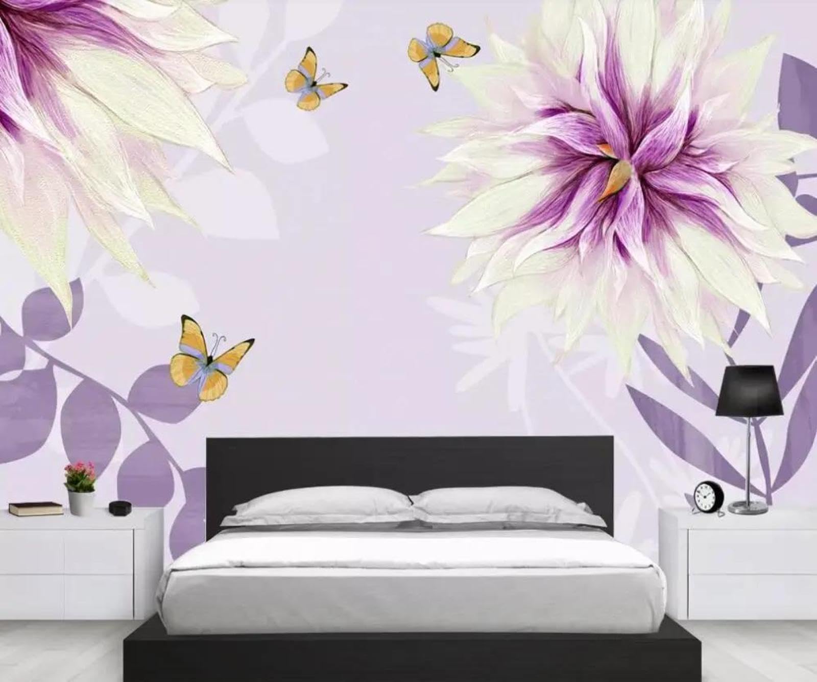 Papier peint intissé fleurs violettes 3D ILIYA revêtement mural salon
