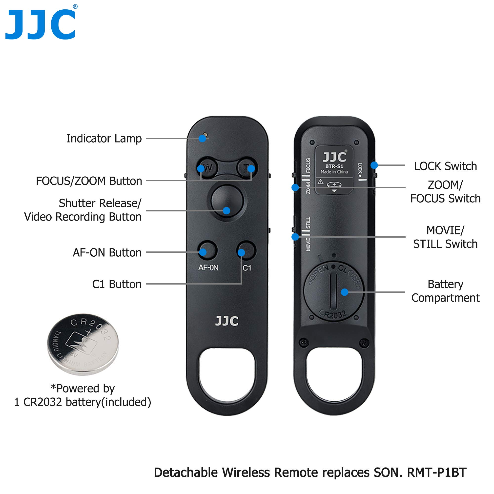 JJC Shooting Grip Detachable Bluetooth Remote for Sony ZV-E1 ZV