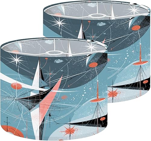 Miniatura 13 de Lamp shades for Table Lamps Retro Futuristic Design Teal Pink Orange Cream Hues Medium Drum Lamp Shades 13''W x 10''H Replacement LampShades Spider