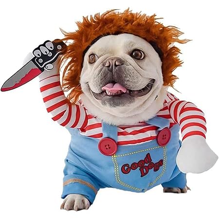 Pet Deadly Doll Dog Costume, Cute Dog Cosplay Halloween Christmas Funny Costume Dog Clothes Party Costume for Small Medium and Large Dogs (Small)