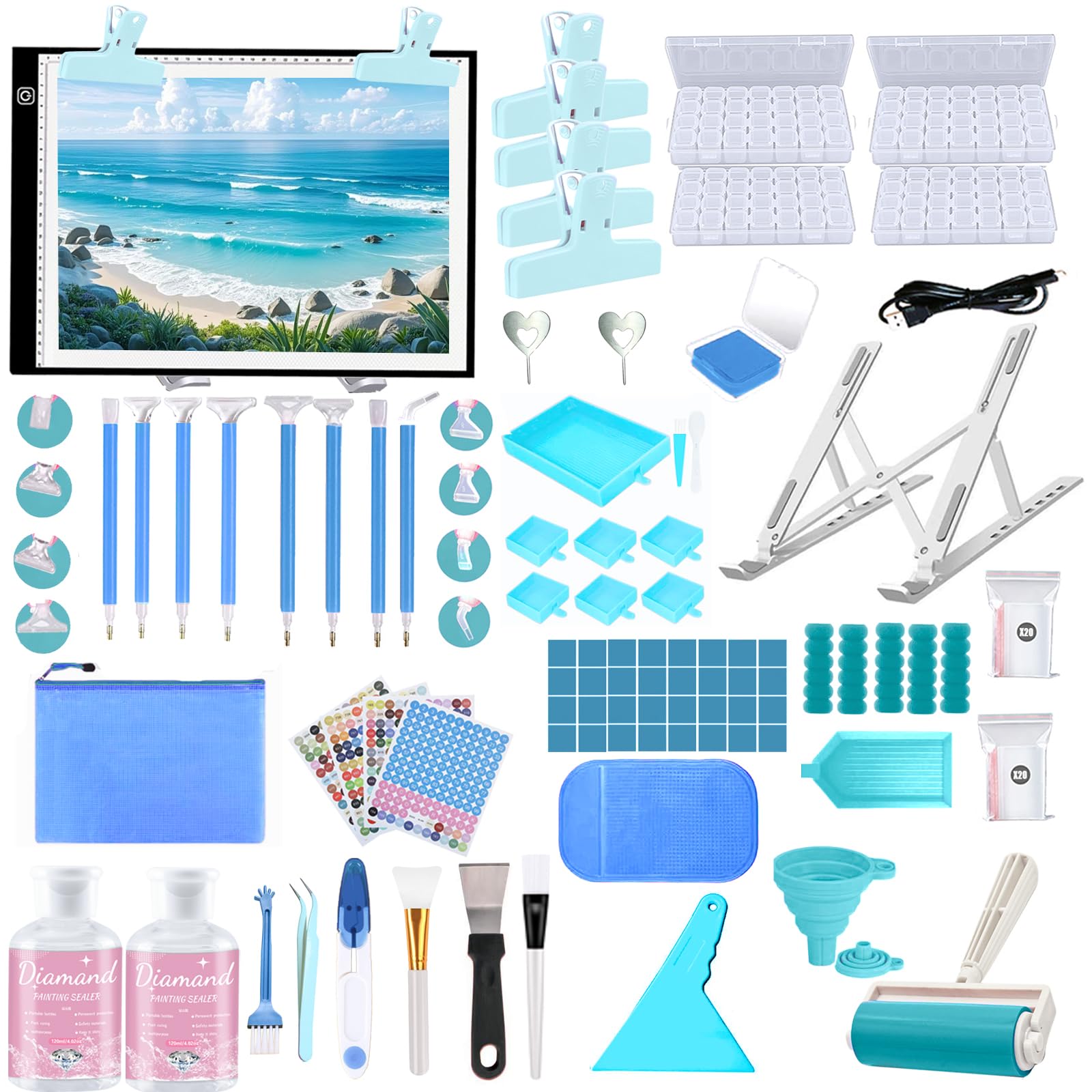 Diamond Art Kit - Complete Accessories & LED Light Pad -15