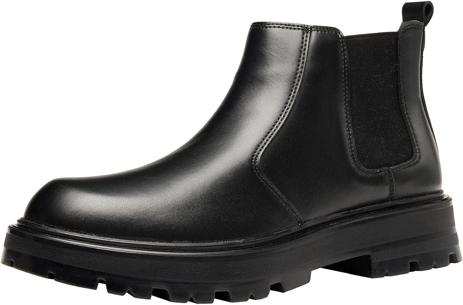 Men’s Chelsea Boots Slip On Dress Boots, Chunky Low Heel Platform Lug Sole, Comfortable Cushioning for Business Office & Casual