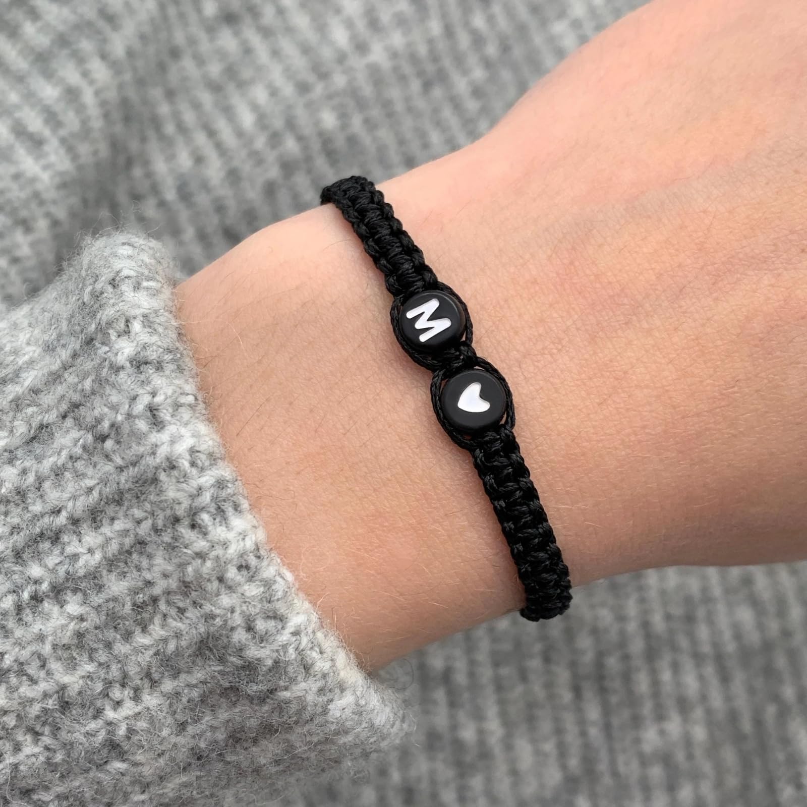 Bracelet avec Lettre et cœur pour amis et couples - Initial A-Z nom - Bracelet-d'amitié tressé pour femmes, hommes et enfants