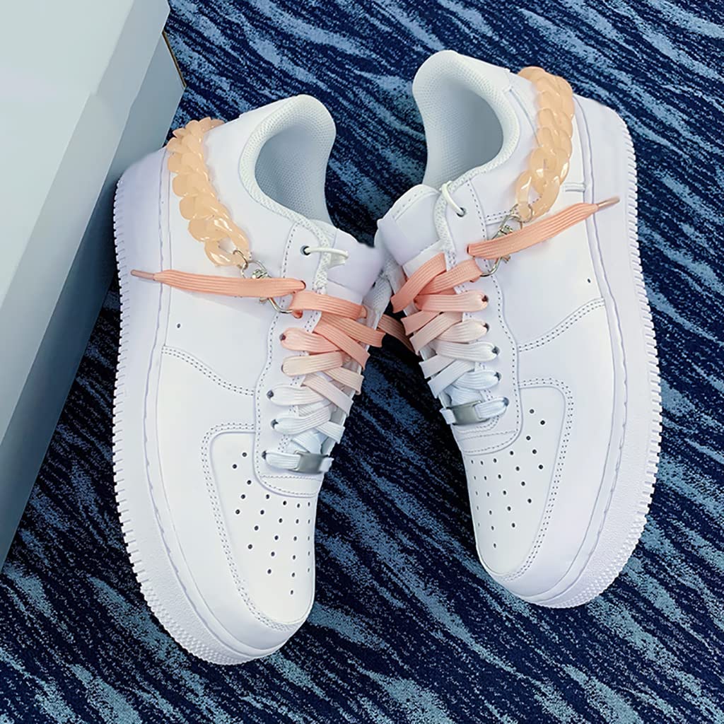 Cordones elásticos para zapatos, juego de cordones de cadena para zapatos, cordones de cadena para colgar, cordones planos, accesorios de cadena de zapatos con purpurina delicada, el juego incluye 2