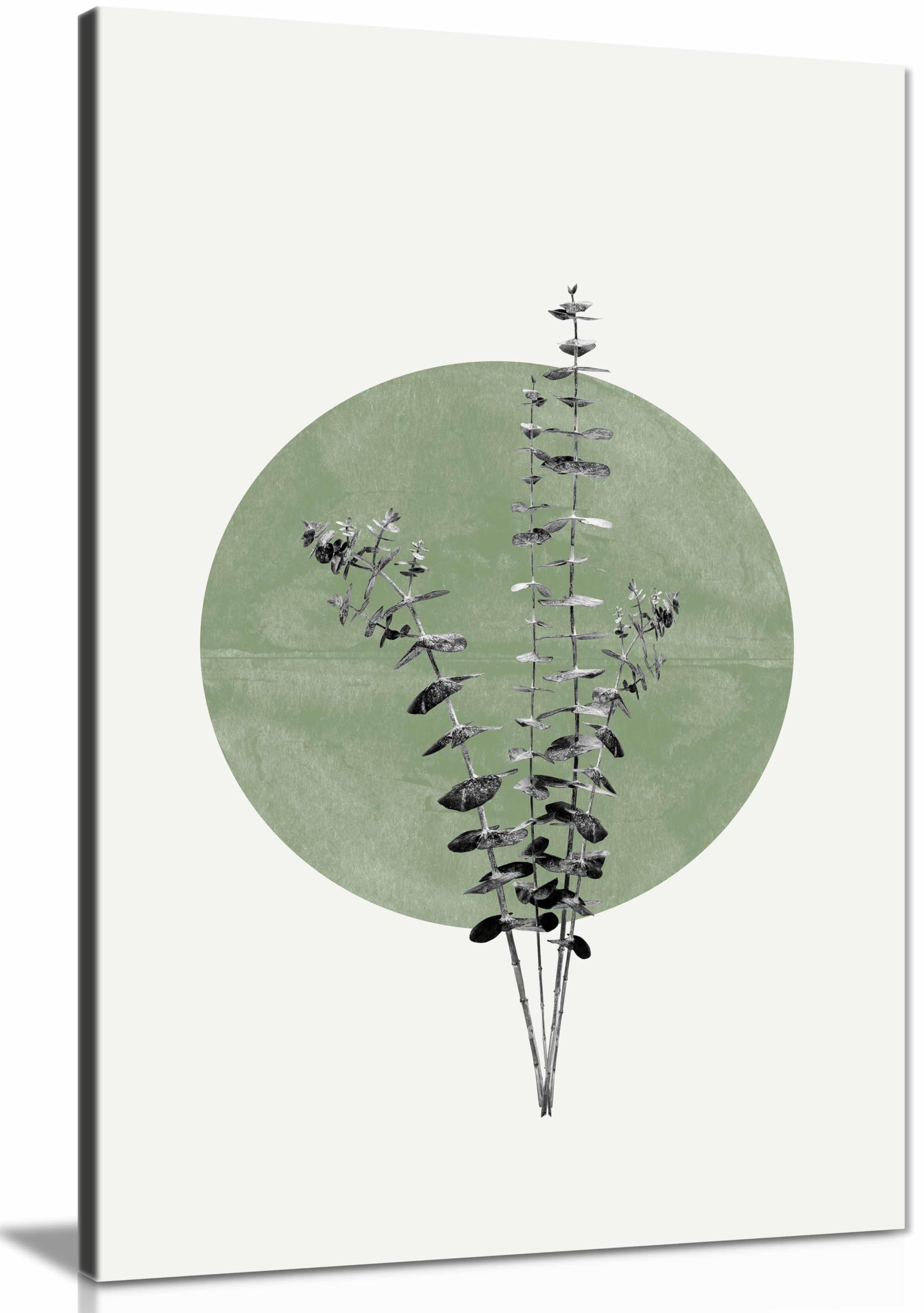 Eucalyptus and Green Moon Framed Canvas Print, Pictures for Home Walls, Bedroom, Living Room & Bathroom Decor 76x51cm (30x20in)