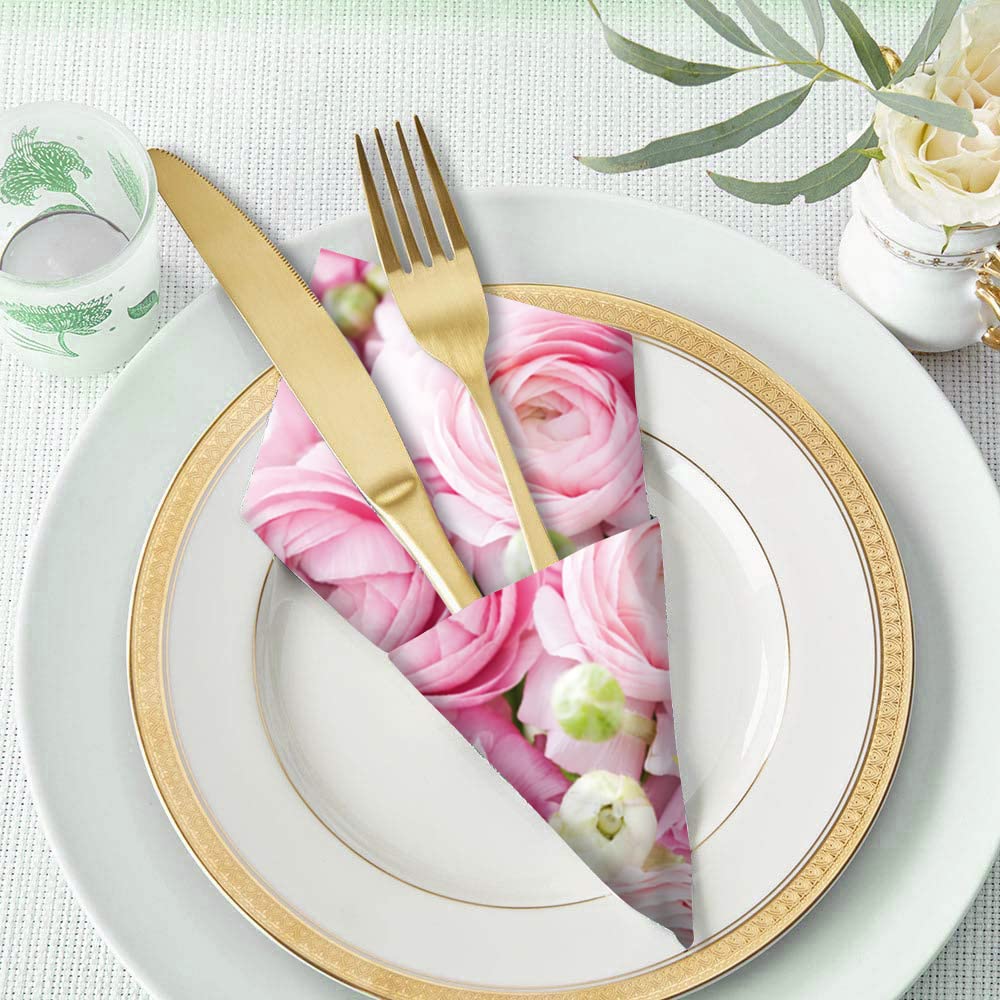Shefa Papierservietten 3-lagig – Hochwertige Einwegservietten 16,5 Cm, Rosa Rosen-Design, 20 Stück