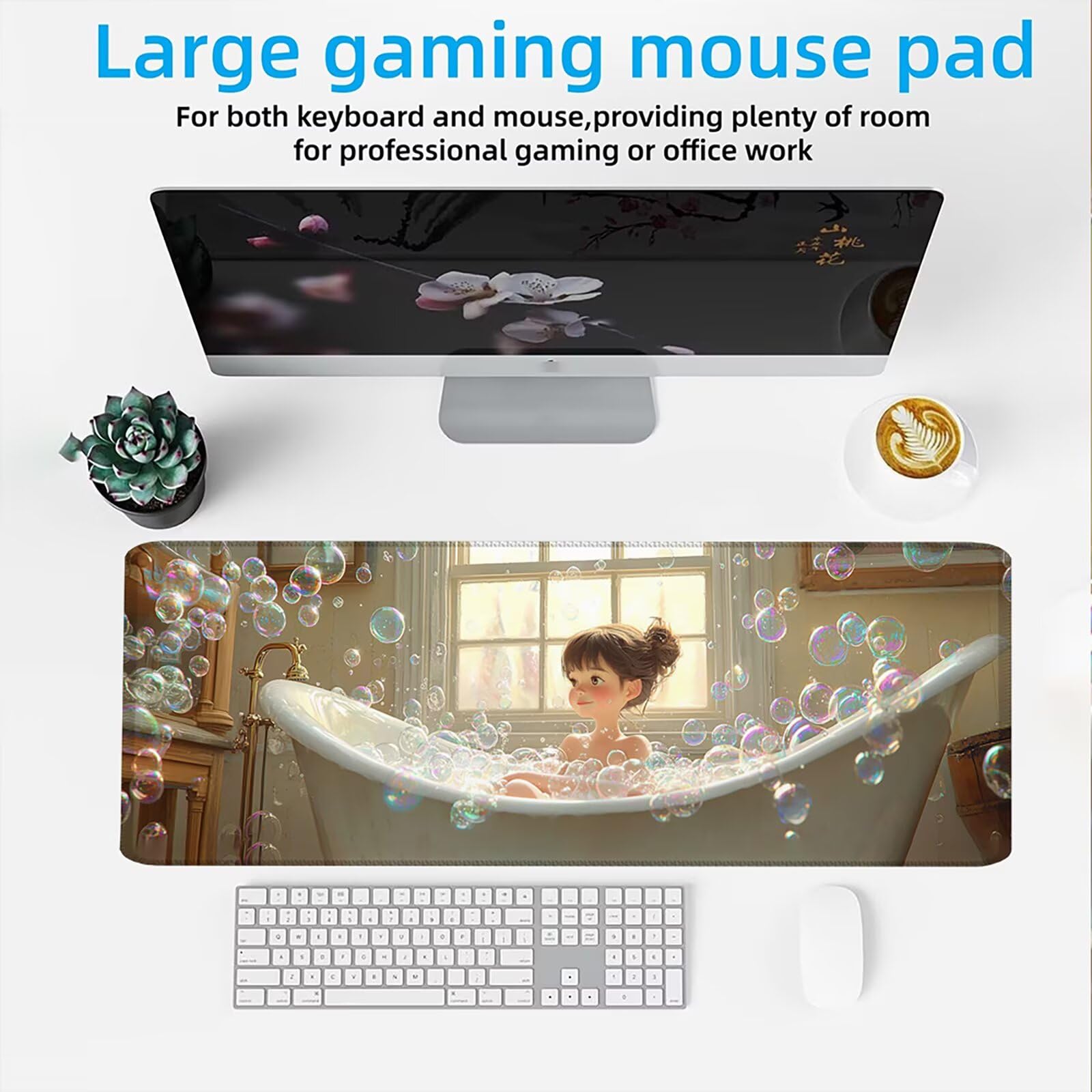 Podkładka pod mysz XXL 1500 x 800 mm mata biurkowa, duża, wielofunkcyjna i przedłużona mata na biurko, ochrona na biurko z podstawą antypoślizgową, do wszystkich rodzajów myszy do gier domowych