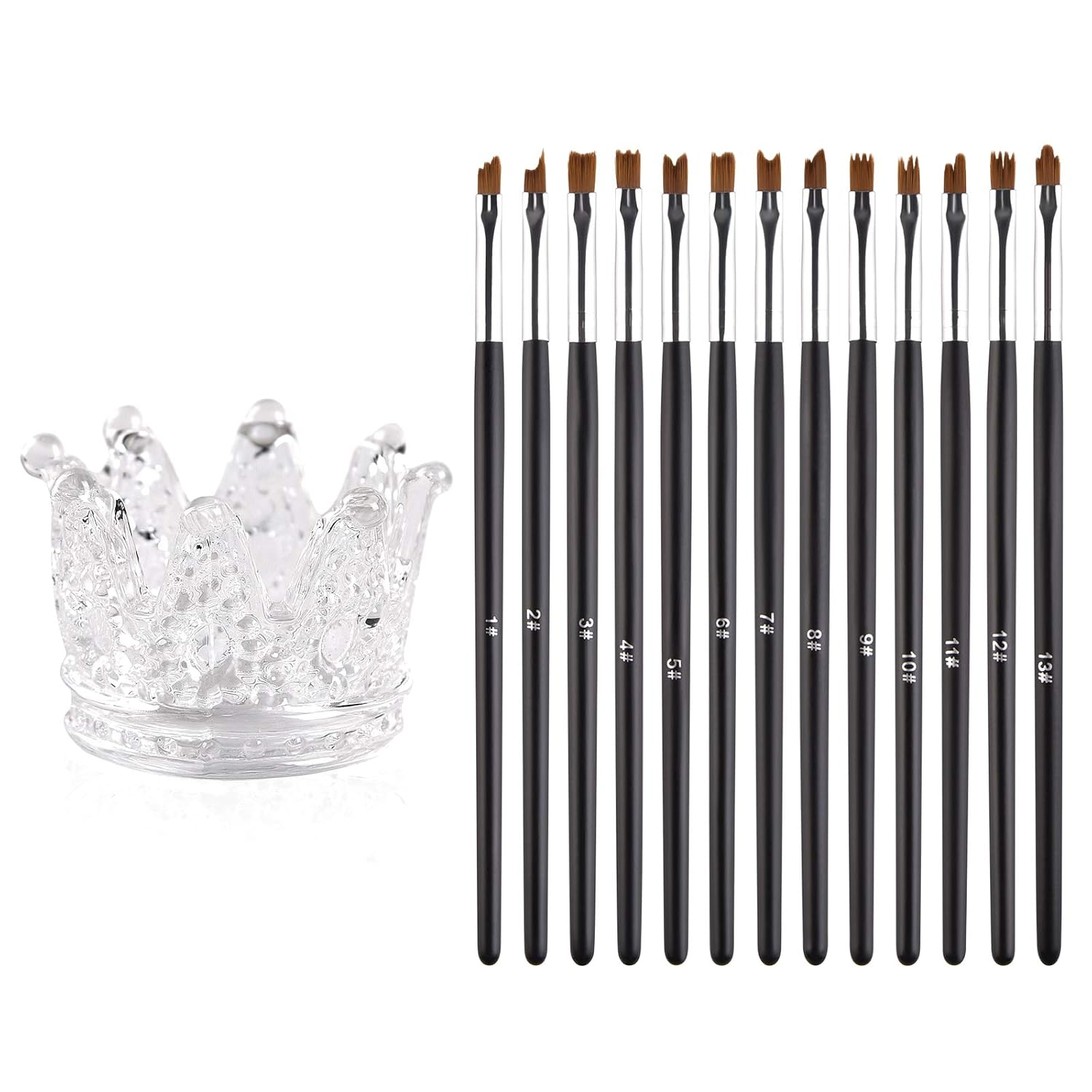 KADS 4 Pcs Kolinsky Sable Acrylic Brush Set With 4 Glass Dappen Dish With Lid for Acrylic Liquid Kit, Nail Painting 6# 8# 10#