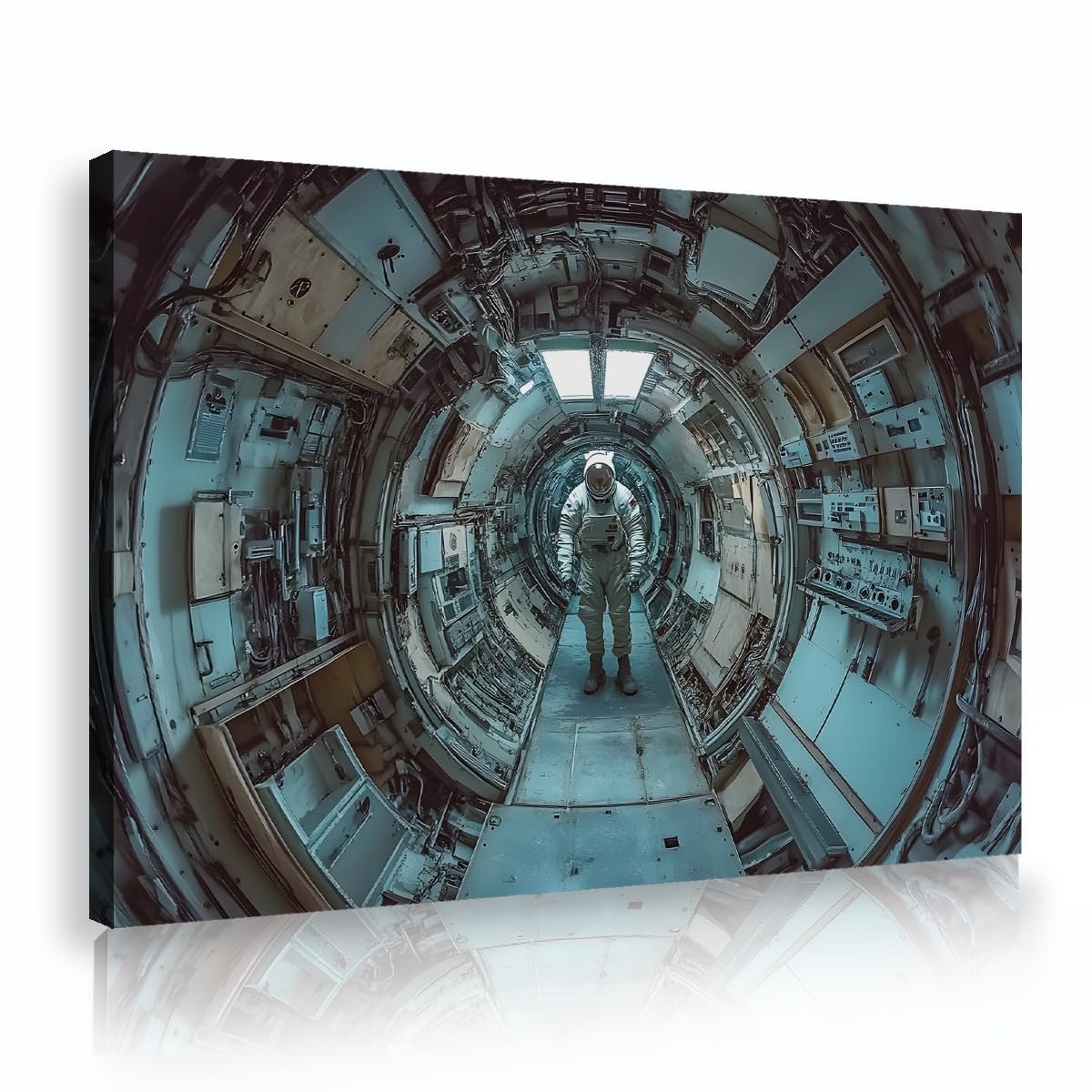 UIRINGART Astronauta kosmiczna eksploracja płótno sztuka ścienna futurystyczny science fiction motyw kosmiczny plakat grafika wydruki do wystroju biura domowego 70 x 110 cm rama wewnętrzna