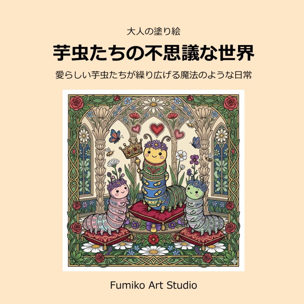 芋虫たちの不思議な世界: 大人の塗り絵：愛らしい芋虫たちが繰り広げる魔法のような日常