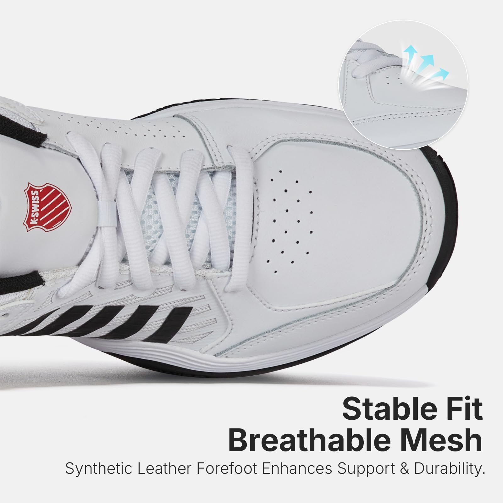 K-Swiss Scarpe da Tennis Court Express 2 Uomo, Bianco/Nero/Rosso Marte