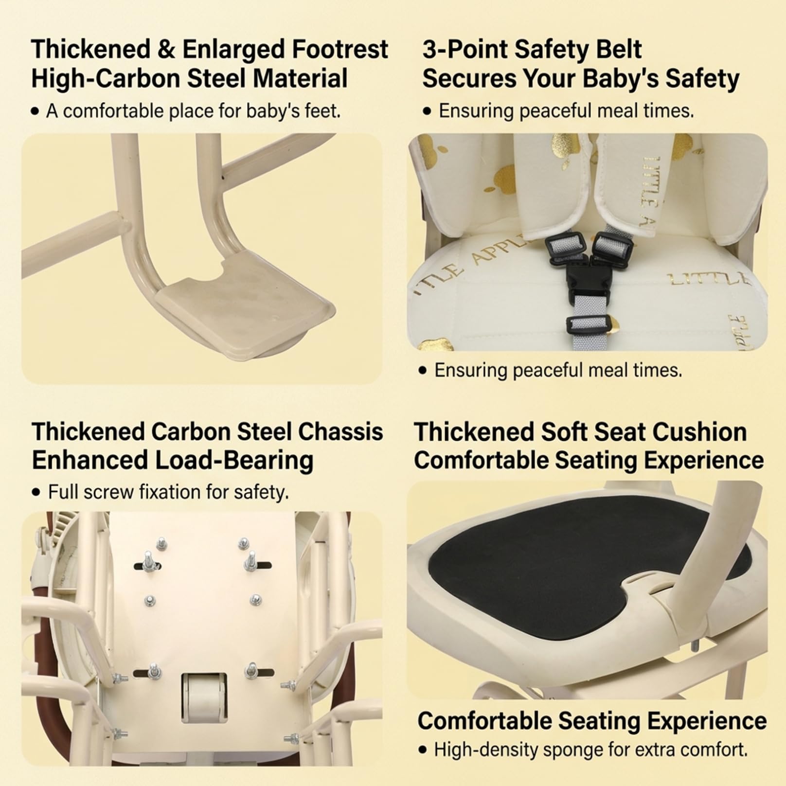Siège de vélo pour Enfant, siège de vélo arrière sûr et Confortable avec Inclinaison réglable, Conception Pliable pour Un Rangement Facile, Beige