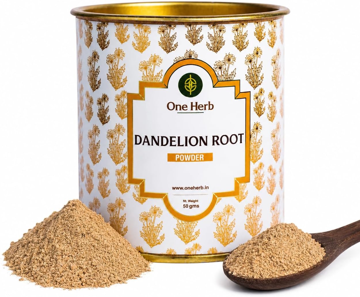 One Herb - Dandelion Root Powder 50g, Ayurvedic Herbal Supplement for Liver, Digestion, Detox, Kidney Function, Immunity & Bloating Relief | Caffeine-Free