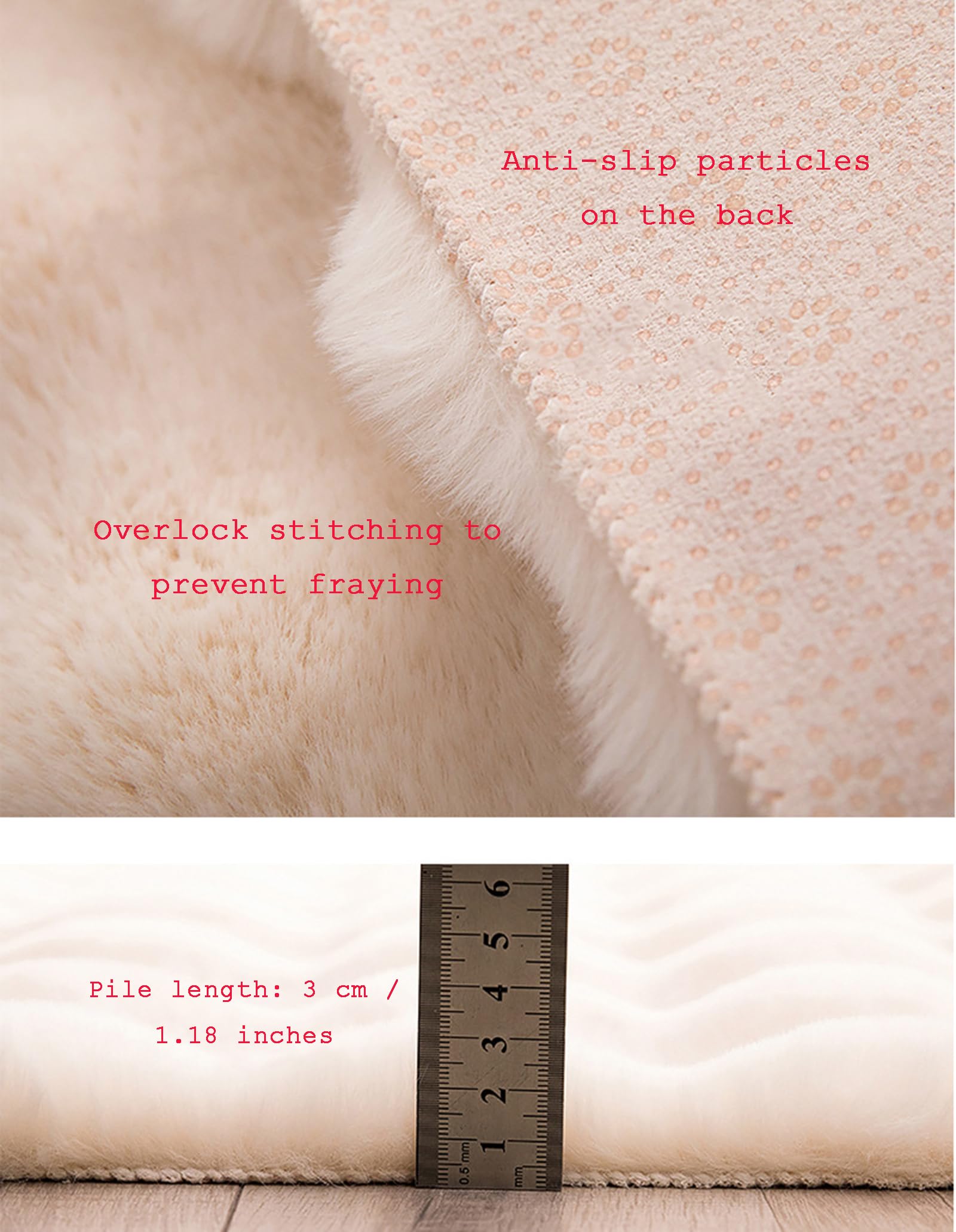 Weiche Flauschige Runde Teppiche aus Kunstfell rutschfest und Extra Dick – Ideal für Schlafzimmer, Wohnzimmer und Kinderzimmer,Beige,100 cm