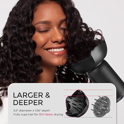 Miniatura 7 de TYMO Secador de pelo difusor, secador de pelo iónico de 300 millones con difusor y accesorio de peine para cabello rizado, secadora profesional para