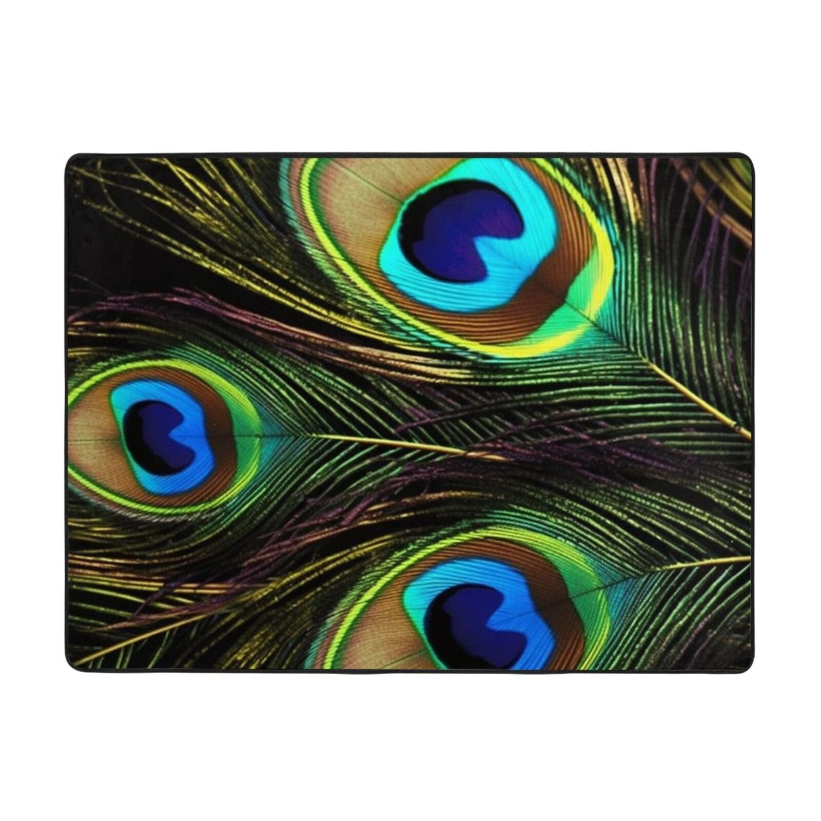 Tapis de salle de bain plumes de paon et tapis de jeu antidérapant