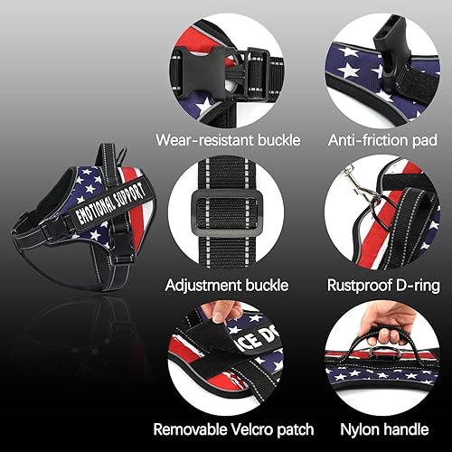 Miniatura 16 de voopet Arnés para perro de servicio, arnés de chaleco de apoyo emocional para mascotas, arnés reflectante transpirable y ajustable para perros