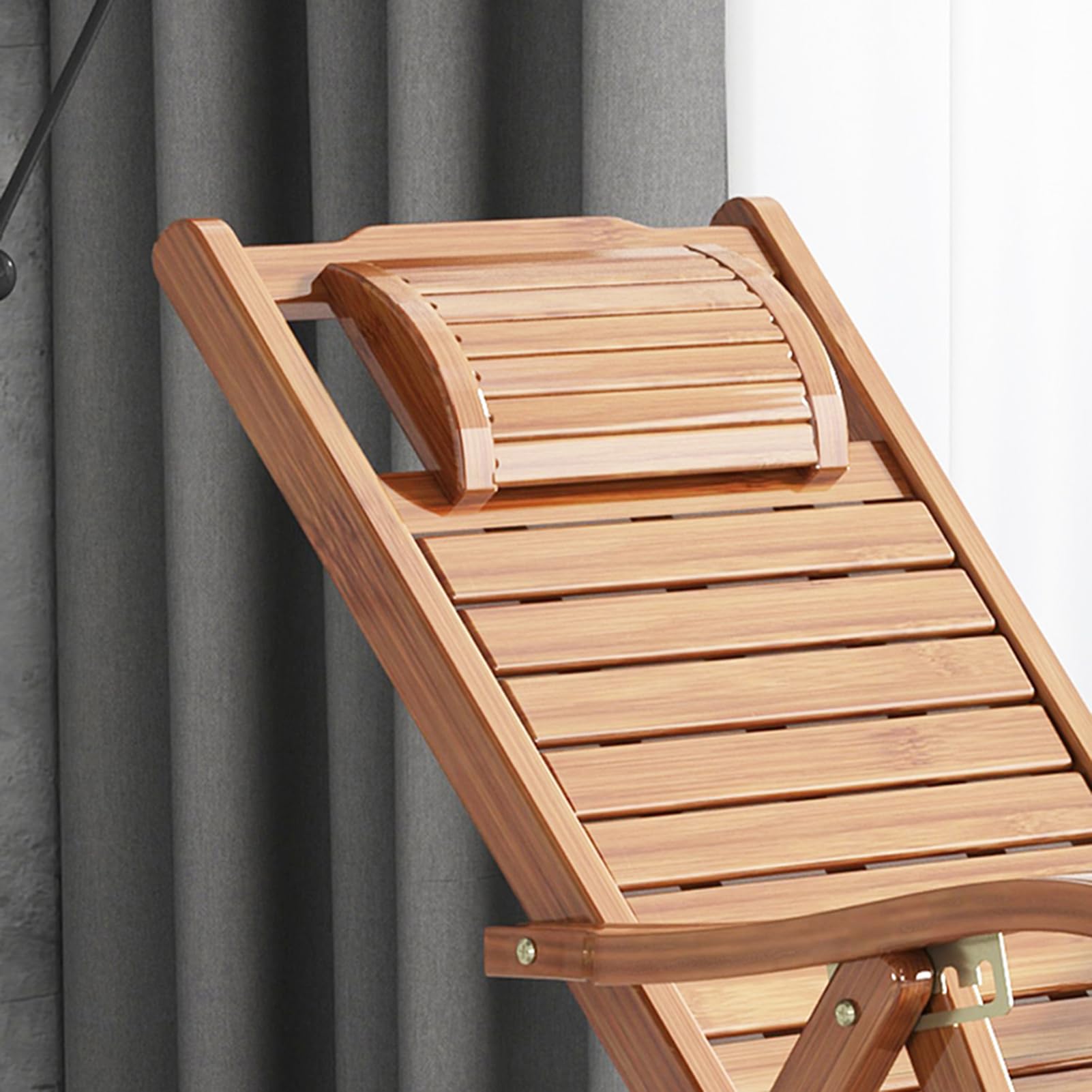 Sedia a sdraio regolabile in bambù con poggiapiedi, pieghevole, sedia da giardino con funzione reclinabile, in legno, per giardino, soggiorno, terrazza e balcone