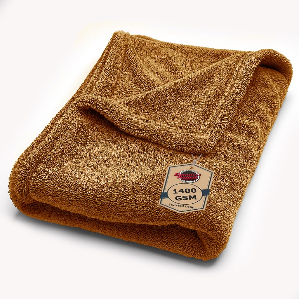Detailers United High Absorbrion Twisted Loop Car Drying Towel - 40 x 60 1400gsm - Microfibre Cleaning Cloth For Fast Streak-free Drying & Detailing