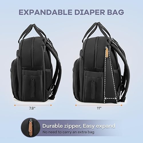 Miniatura 11 de RUVALINO Mochila para pañales - Bolsa de pañales de viaje multifunción para bebé con cambiador, soportes aislados para botellas y estuche para Gris