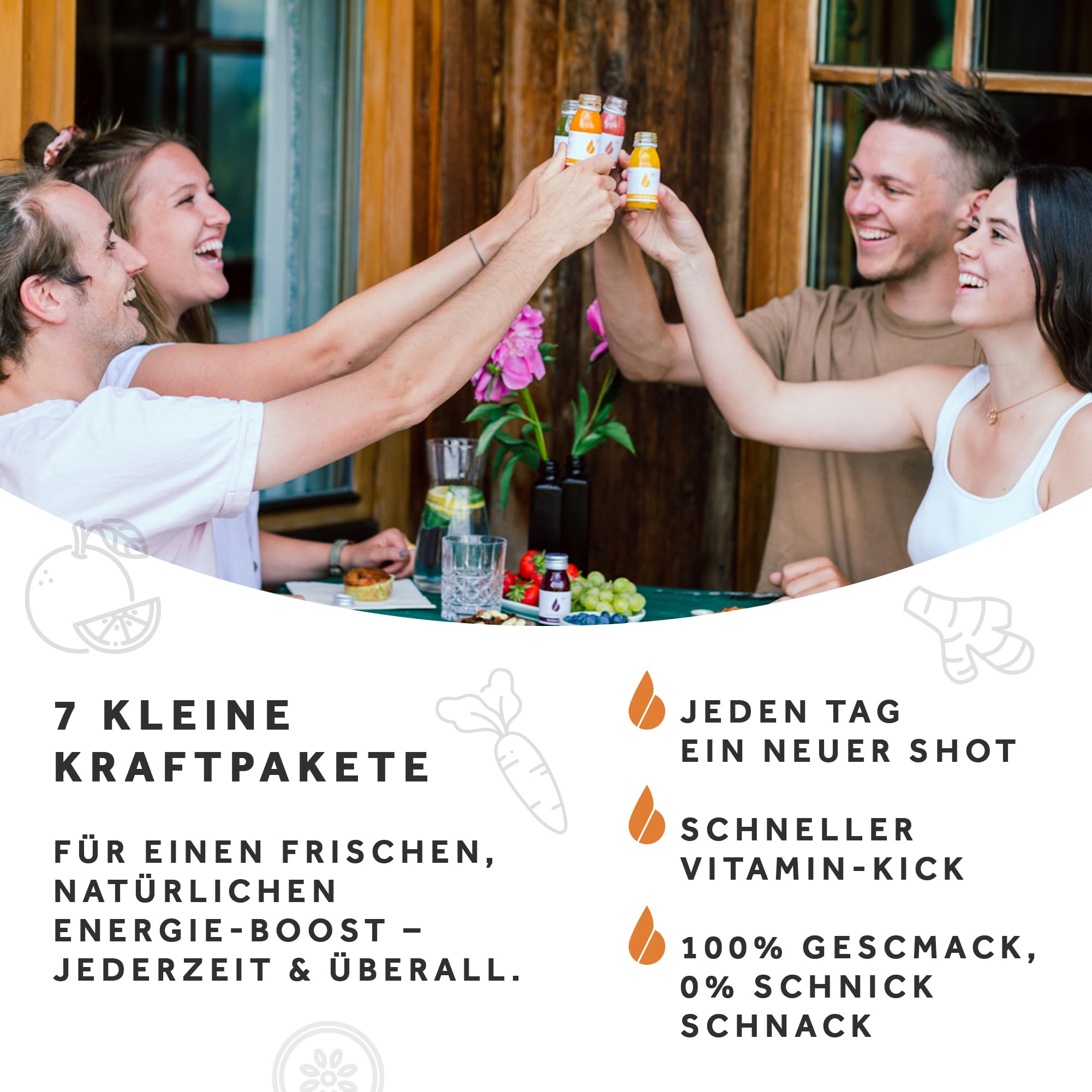 Bergblut Ingwer Shot Mix Box | 7 x 60 ml Bio Shots in verschiedenen Sorten | Direktgepresst & Ohne Zusatzstoffe | Ingwershot Vegan & 100 % natürlich | Saftkur Alternative
