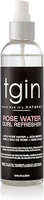 tgin Rose Water Curl Refresher – Curl Spray for Curly, Coily, and Wavy Hair – tgin Hair Products Enhances Shine, Reduces Frizz, and Moisturizes Dry Curls & Scalp – Acai Berry & Rose Water – 8 Fl Oz