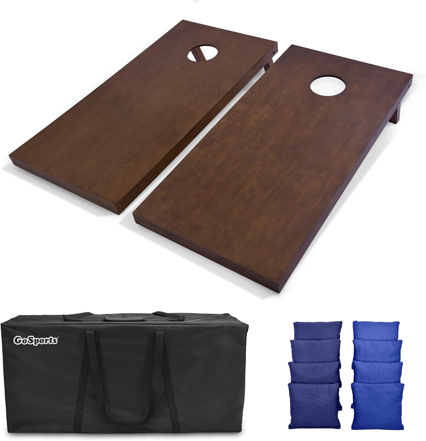 GoSports 4'x2' Regulation Size Wooden Cornhole Boards Set with Dark Brown Varnish | Includes Carrying Case and Bean Bags (Choose Your Colors) Over 100 Color Combinations