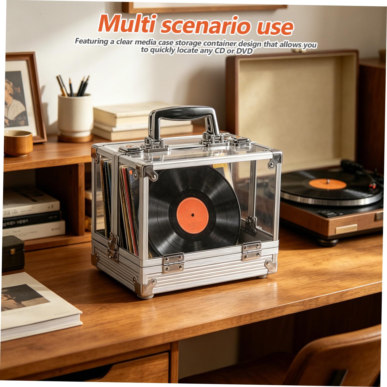 Toyvian Scatola Porta Dischi Contenitore Grande Capacità in Vinile Trasparente per Casa Organizer Pratico per CD Dvd e Album per Collezione Musicale
