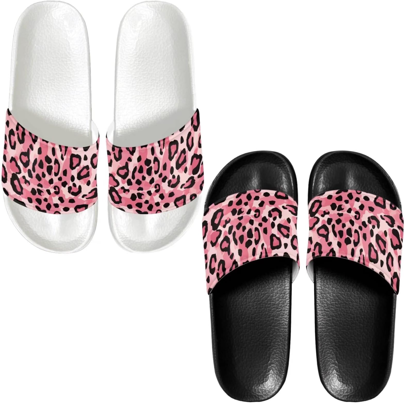 Slide Sandals Slippers for Women and Men, Cozy PU Uppers EVA Sole Non Slip Quick Drying Shower Shoes Bathroom Office