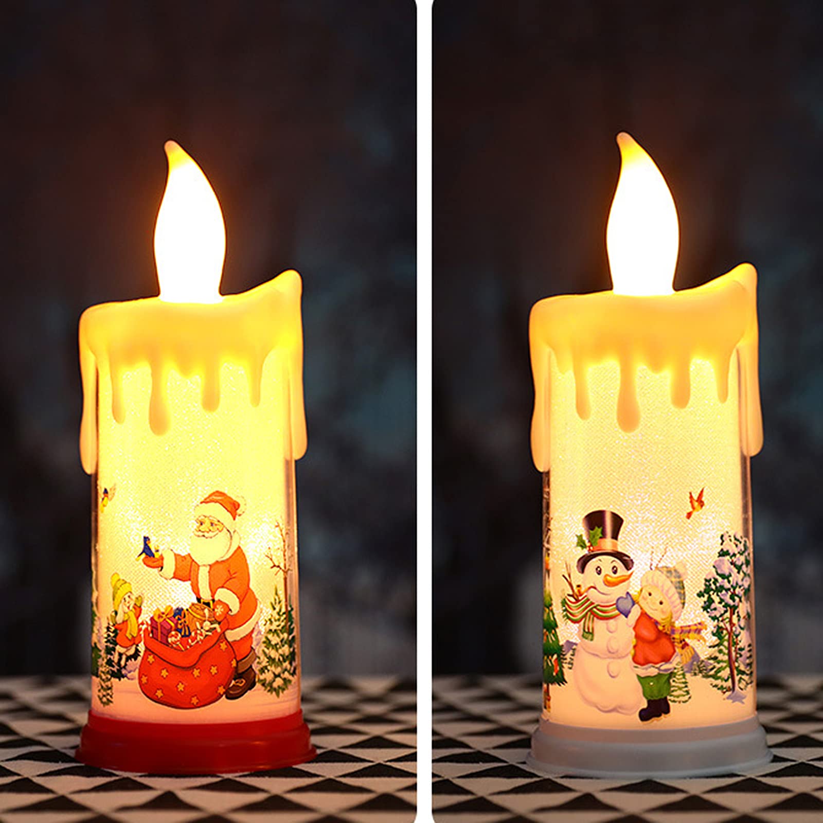 6 Weihnachts-LED-Kerzen - Flammenlose Stumpenkerzen Mit Festmotiven