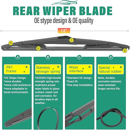 Vista 46 de 26" 20" 16" Windshield Wiper Blades Replacement for Dodge Grand Caravan 2008-2020 / Chrysler Town & Country 2008-2016 Premium All Weather Front Rear