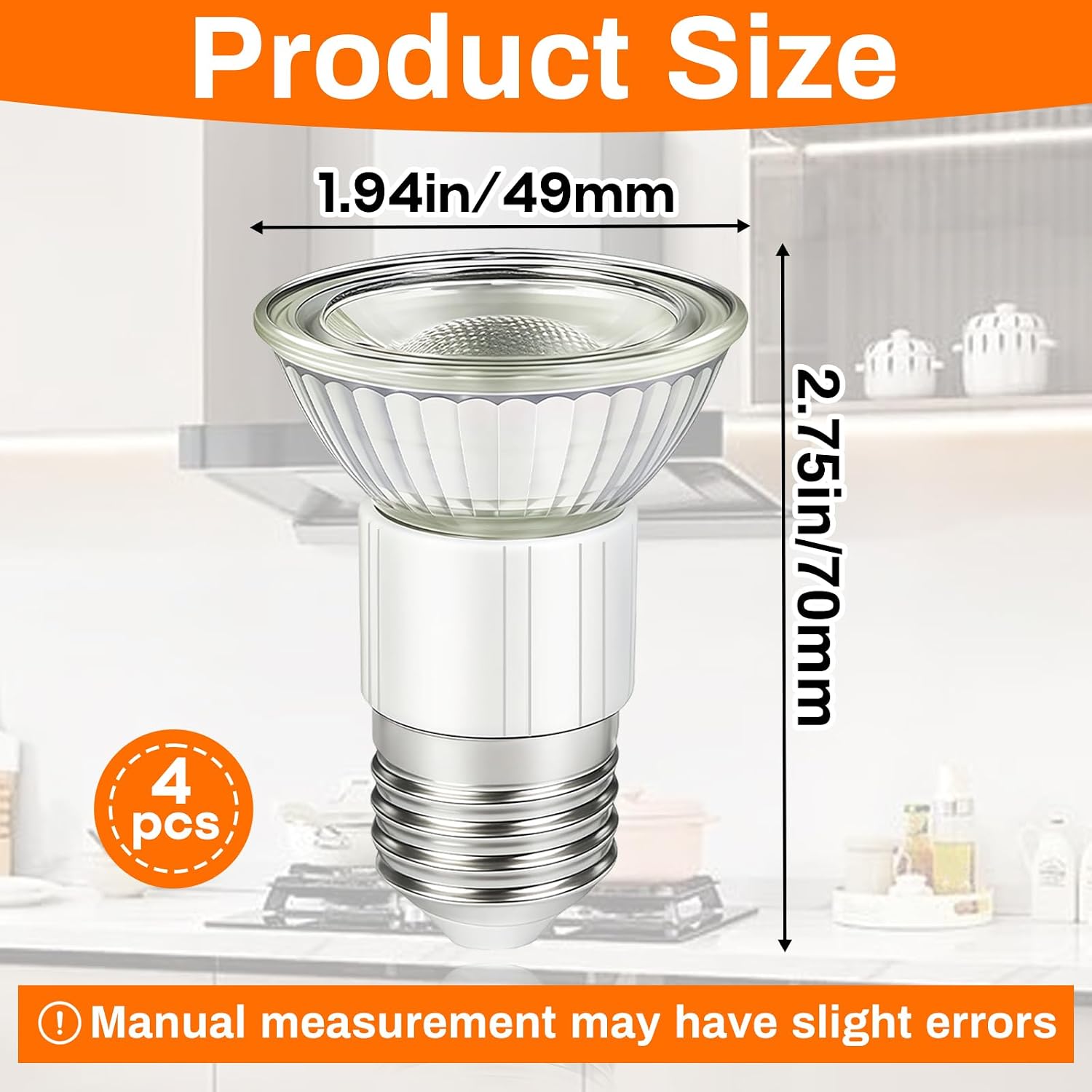 4-Pack Z0B0011 Range Hood Light Bulb, E27 5W LED Bulb 50W Halogen Lights, Brighter Cooking Area, Energy Saving & Long Life