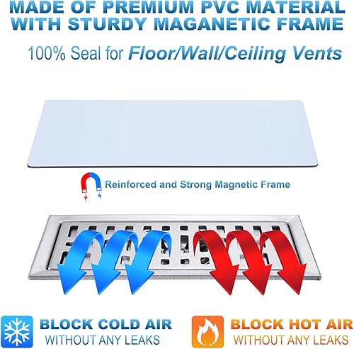 Miniatura 3 de Cubiertas magnéticas de ventilación para registro de suelo, 4 x 10 pulgadas, cubiertas de ventilación de sujeción superior para el hogar, cubiertas