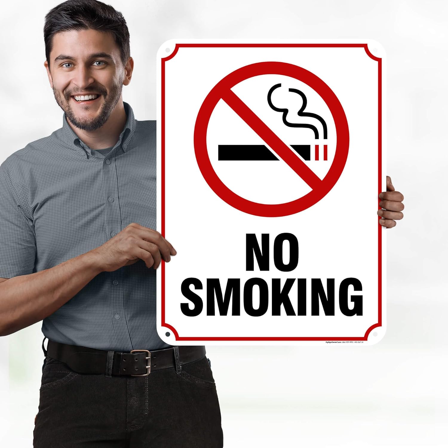 No Smoking Sign, 18"x24" Polyethylene, Indoor/Outdoor Use, USA MADE By My Sign Center