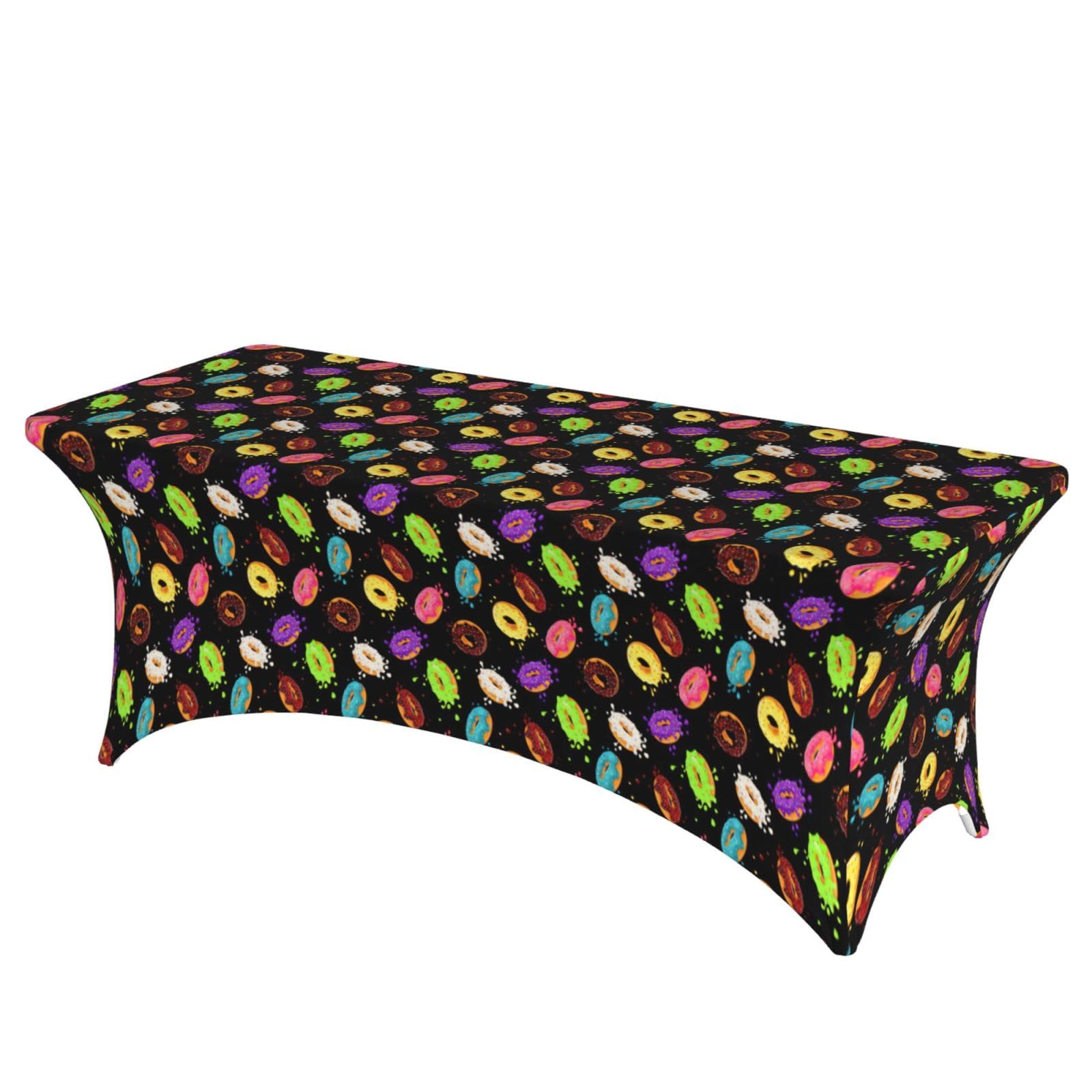 NImongt Donut Print Elastic Rectangular Tablecloth Holidays Family Banquet Wedding Party Table Cover